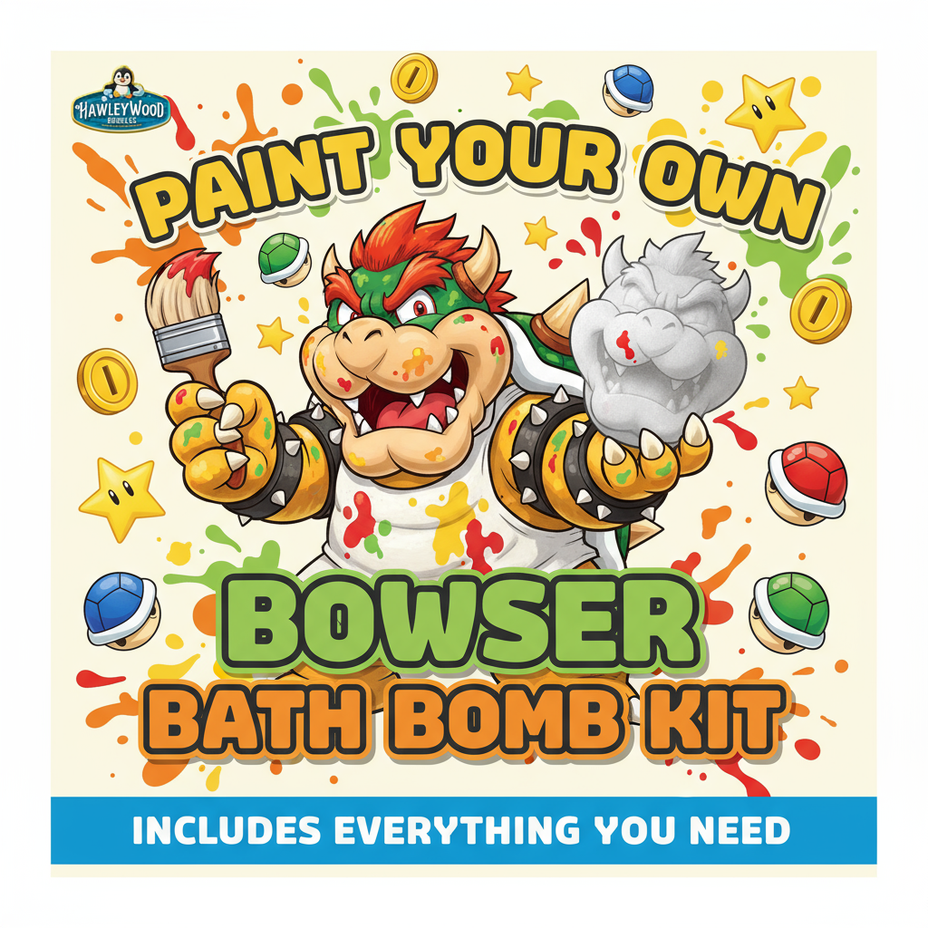 šØ Paint Your Own Bowser Bath Bomb Kit | DIY Craft Activity with Surprise Toy & Color Burst!