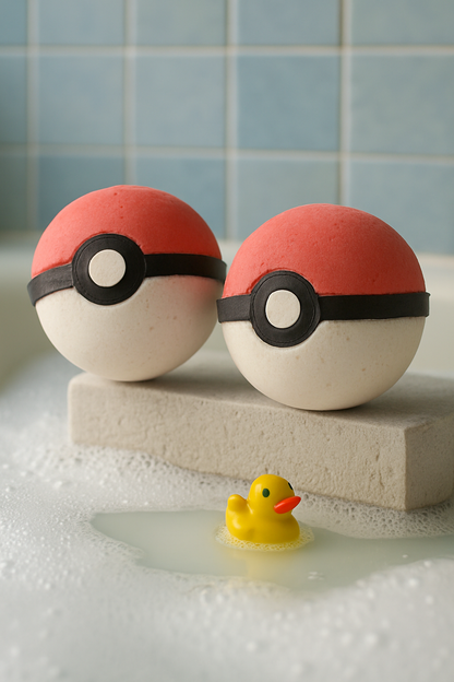 Pokéball Bath Bomb with blind surprise figure toy inside!