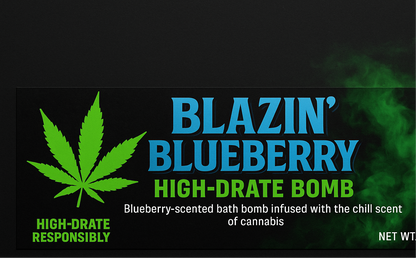 “Blazin’ Blueberry”  Marijuanna Scented High-Drating Bath Bomb