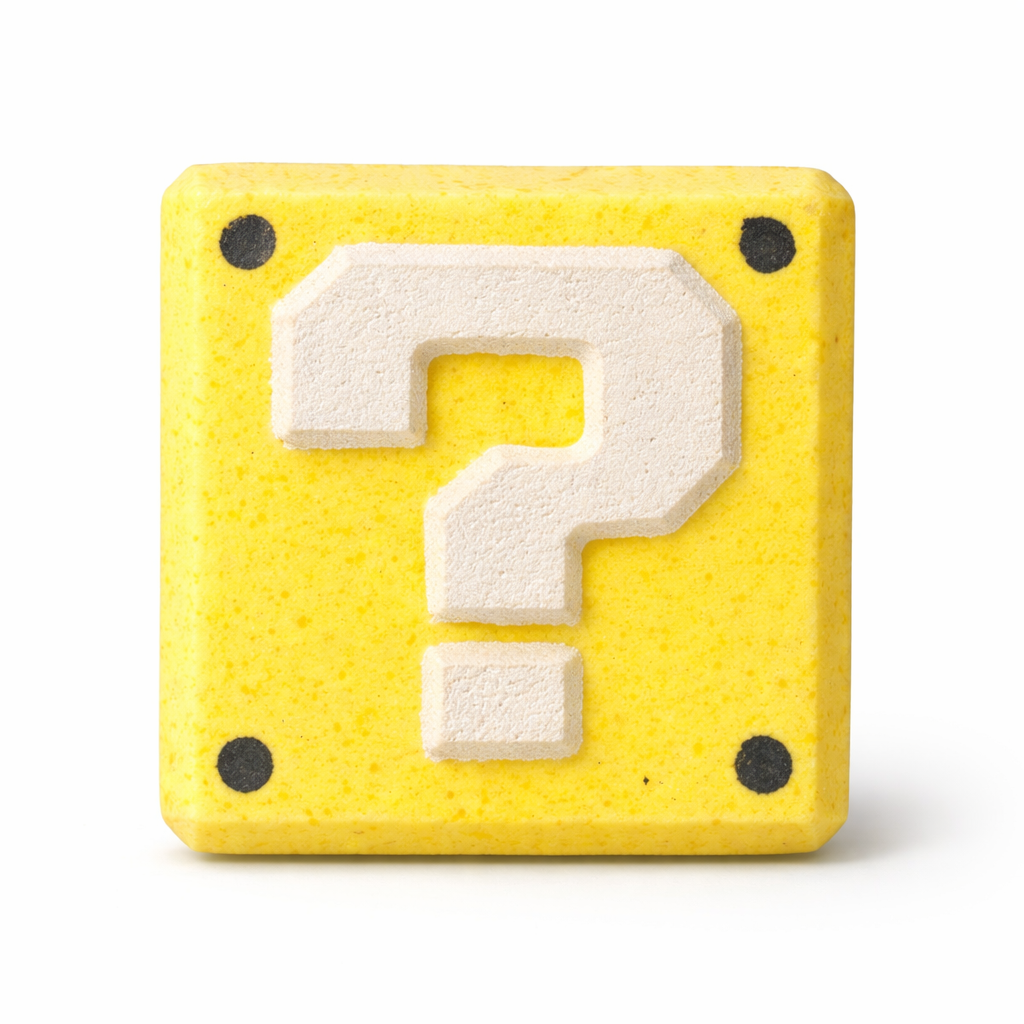 Mario ? Block Bath Bomb | Mystery Scent | Surprise Color & Collectable Figurine Inside!
