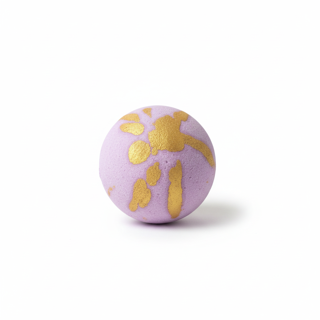 Golden grape bath bomb with charm necklace - professional hero shot