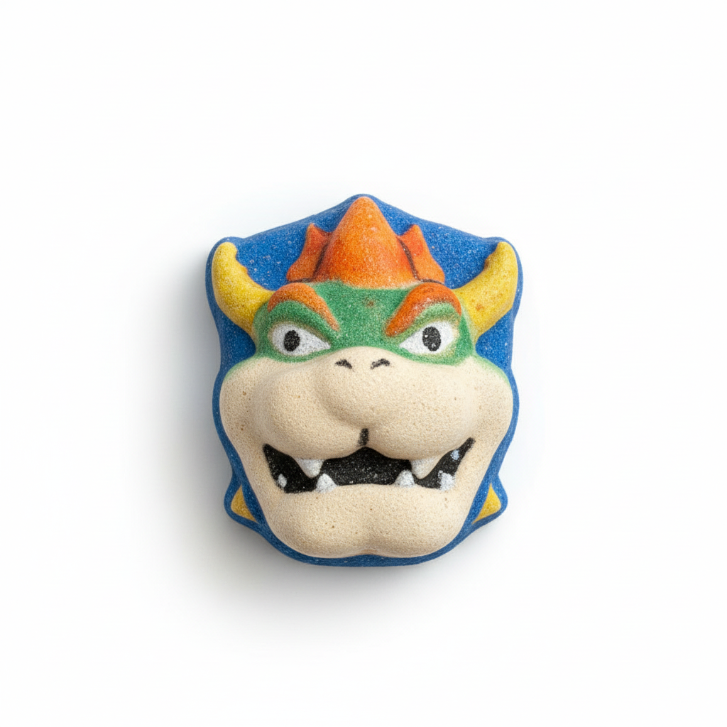 Bowser character-shaped bath bomb, handcrafted, Villain Vanilla scent