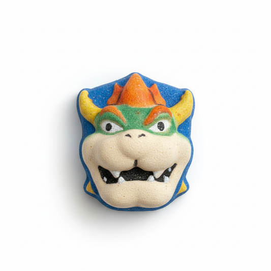 Bowser character-shaped bath bomb, handcrafted, Villain Vanilla scent